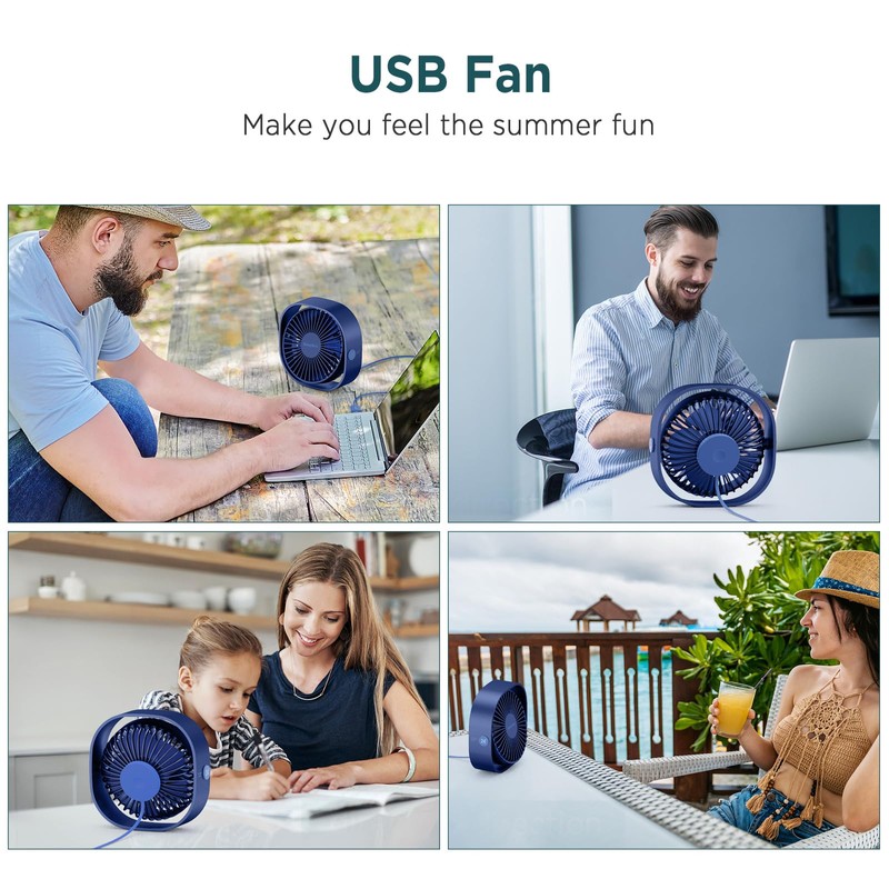 EasyAcc USB Small Desk Fan, Slumber Pod Fan [360°Rotatable Head