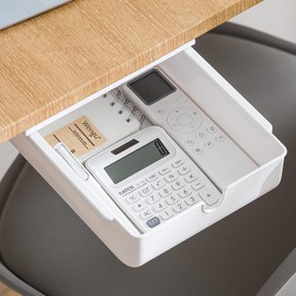 FRETONBA Cassetto Sotto Scrivania, Cassetto Medio Autoadesivo, Cassetto Organizer Cassetti Nascosto Adesivo Da Scrivania per Casa e Ufficio, Bianco