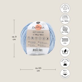 Lalana | Soft Cord Ami light blue | Standard Garn | Garn für kreative Projekte | Häkeln & Stricken & Knüpfen | 100% recycled | Hellblau | 1.5 mm | 180 m | 100 g