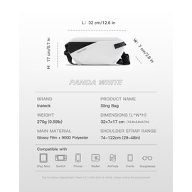 Inateck Sling Bag X-Lite, Lightweight Crossbody Shoulder Chest Bag with Quick-adjust Strap, Water-resistant Waist Fanny Pack for Men, Women, Travel, Cycling, Hiking, Work, Sports, Ivory