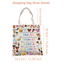 JTOUK Remember You Are Braver Tote Bag Inspirational Gift Funny Birthday Gift for Daughter Son (BRAVER Mickey tote EU)