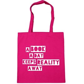 Hippowarehouse a book a day keeps reality away Tote Shopping Gym Beach Bag 42cm x38cm, 10 litres