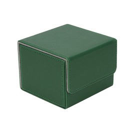 ZLCA Card Deck Box with 2 Dividers for MTG Cards, Large Horizontal Card Storage Box Fits 150+ Single Sleeved Cards, PU Leather Commander Deck box for TCG CCG (Green)