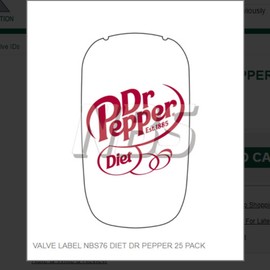 Apex VALVE LABEL NBS76 DIET DR PEPPER 25 PACK # VI04761005