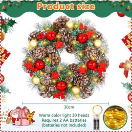 ITMNMNL Christmas Wreath LED 30 cm Christmas Wreath, Christmas Wreath Front Door, Christmas Door Wreath, Door Wreath Christmas Outdoor, Wreath Christmas, Christmas Wreath for Door, Front Door,