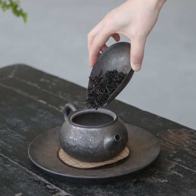 Housoutil Ceramic Cha He Tea Container Vintage Chinese Tea Scoop