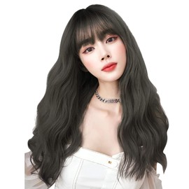 LAVIST Wig, Long Wig, Women's, Semi-Long, Loose Wave, Full Wig, Women's Wig, Curl, Natural, Small Facial Effect, Medium, Perm, Gradient, Net Included (Ash Black)