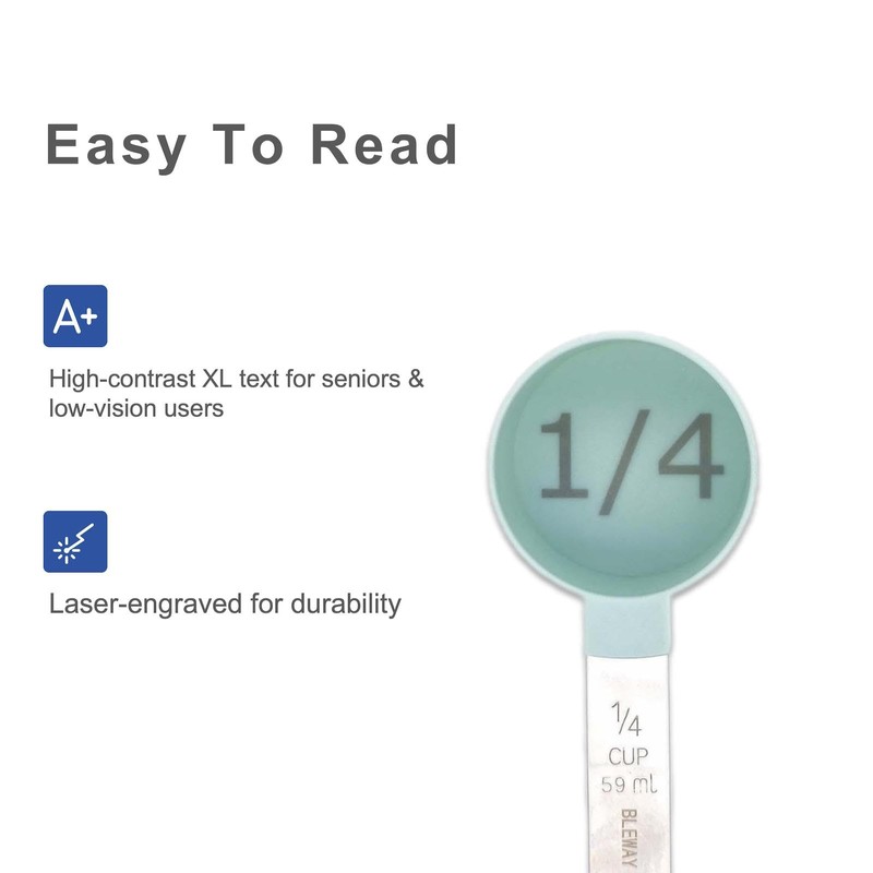 BLEWAY Easy to Read Measuring Cups & Spoons Set for