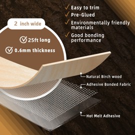 GSCIT Club Birch Edge Banding, 2 inch x 25ft roll of Wood Veneer Edge Banding Pre-glued Flexible, Real Wood Tape Banding for Cabinet Repair Furniture