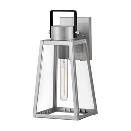Lark Hugh 82000AL Medium Wall Mount Outdoor Lantern - Two-Tone Metal Finish, Single Light Design - Antique Brushed Aluminum + Black Accent