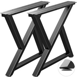 TOCRETOARE Metal Table Legs Heavy Duty, 28”H x 35”W, Metal Furniture Legs for Dining Desk Bench and Coffee Table, Industrial Black DIY Iron Bench Legs, Set of 2