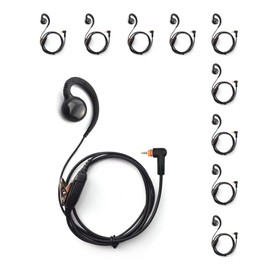 PROMAXPOWER [10-Pack] 1-Wire C-Shape Swivel Earpiece Headset with in-Line Mic & PTT Button for Motorola Two-Way Radios SL300, SL3500e, SL4000, SL7550e, SL7580, SL8550e, SL1K