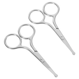Stainless Steel Eyebrow Scissors Set 2pcs Round Head Nose Hair Trimming Scissors for Women Beauty Grooming Tools Small Size for Precise Hair Removal