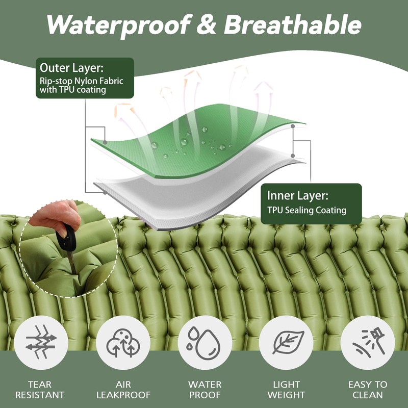Pretyw Sleeping Pad for Camping - Ultralight Camping Mattress with