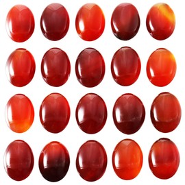 mookaitedecor 10pcs 22x30mm Natural Carnelian Crystal Cabochons for Jewellery Making Crafting, Red Oval Cabochons Flat Back Stones Beads Healing Crystal Cabs for DIY Pendant & Earrings Making