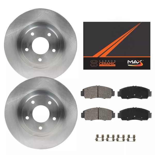 Max Advanced Brakes Front Brake Rotors + Ceramic Pads For