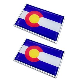 2 Pcs 3D Colorado State Flag Metal Car Stickers Chrome Decals,2.3 x 1.6 Inch Metal Truck Stickers,Patriotic Car Motorcycle Emblem.