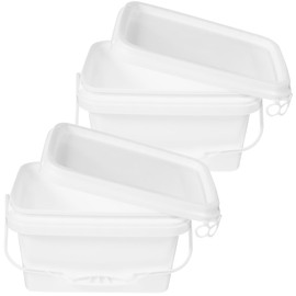 Alipis 2 Pack 0.5 Gallon White Paint Buckets with Lids, 2L Plastic Paint Containers with Handle for Home Use, Multi-Purpose Storage Buckets
