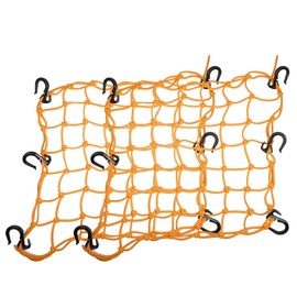 X AUTOHAUX 2pcs 40x40cm 49 Holes Motorcycle Luggage Cargo Net Orange