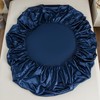 Morbuy Double Fitted Sheet Satin Silk Bed Sheets, Navy Blue