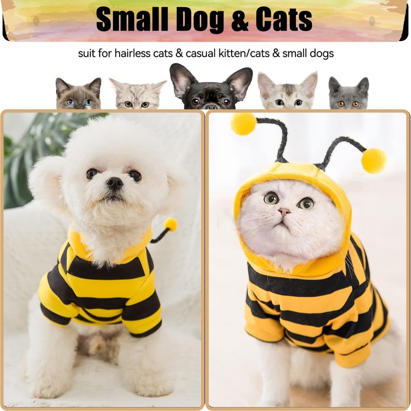 DENTRUN Sphynx Hairless Cats Costume Funny Bee Warm Winter Sweater