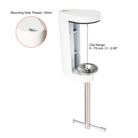 PATIKIL M10 Thread Hole Desk Table Mount Clamp, Universal Adjustable C Shape Desk Clamp for Microphone Arm Desk Lamps Stand, White