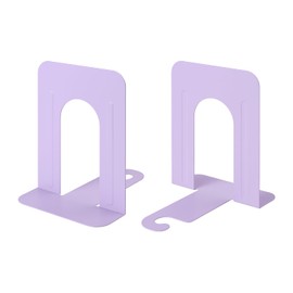 Honagu Bookends, Metal Book Ends, Bookends for Shelves, Book Holder Stopper for Heavy Books/CDs/DVDs ((1 Pair/2 Pieces, Light Purple)