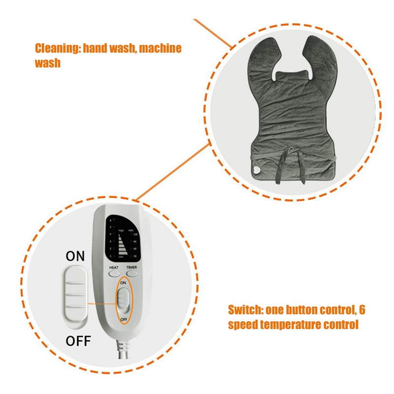 Back Heating Pad Dark Grey Soft Plush Hands Free Design