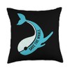 Watery Whales Save Beautiful Whale Conservation Blue Design Throw Pillow,