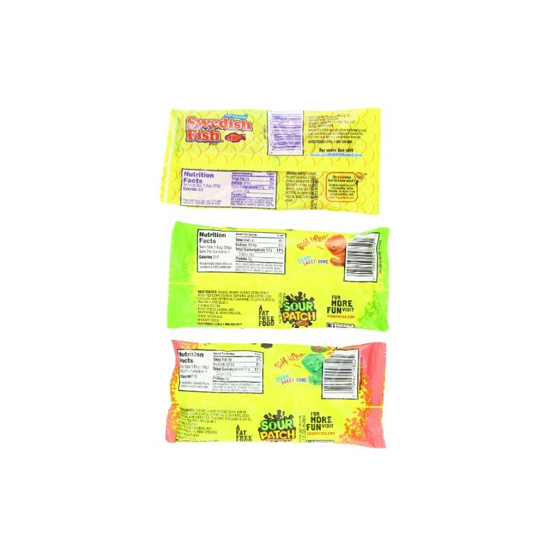Swedish Fish, Sour Patch Kids and Watermelon Sour Patch Kids,