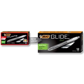 BIC Glide Exact (formerly Atlantis Exact)Retractable Fine Point 0.7mm Pens, Black Ink, Dozen (VCGN11BK)