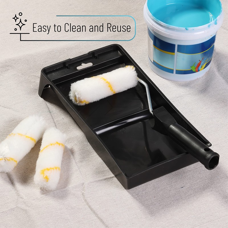 Bates- Paint Tray Set, 6 pcs, 4-Inch Paint Roller Kit,