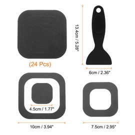 HARFINGTON 24pcs Non Slip Bathtub Stickers Bath Shower Floor 4" Anti-Slip Adhesive Sticker Tape Square Style Decals with Scraper for Bathroom Kitchen Bathtub Treads Stairs, Black