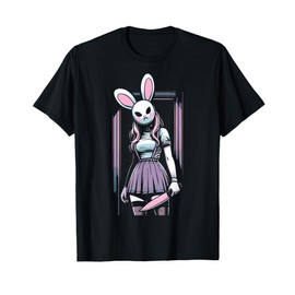 Horror Pastel Goth Bunny Mask Girl Slasher Alt Anime Rabbit T-Shirt