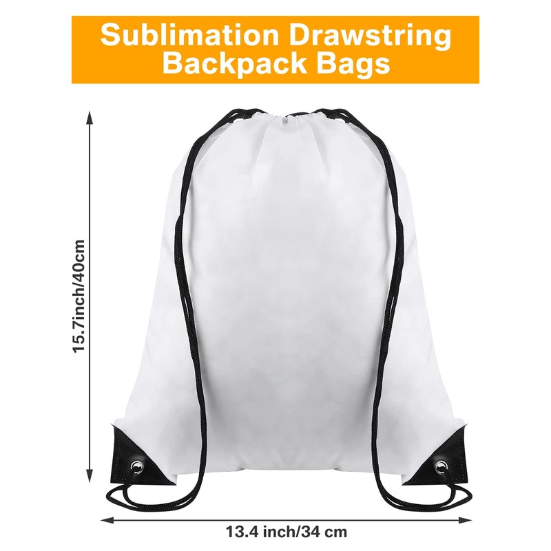 100 Pcs Sublimation Drawstring Bags Bulk White Blank Drawstring Backpacks