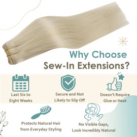 Full Shine 22 Inch Hair Bundles 60 Platinum Blonde Sew in Hair Weft Silky Straight Remy Human Hair Double Wefted Hair Extensions 100 Gram Brazilian Hair Full Head