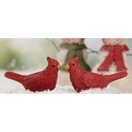 Blossom Bucket Set of 2 Mini Red Birds-Cardinals