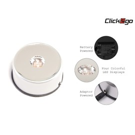 click2go Led Rotating Light Display Base – Color Changing Stand with Mirror Plate for Glass Crystal Art (3inch)