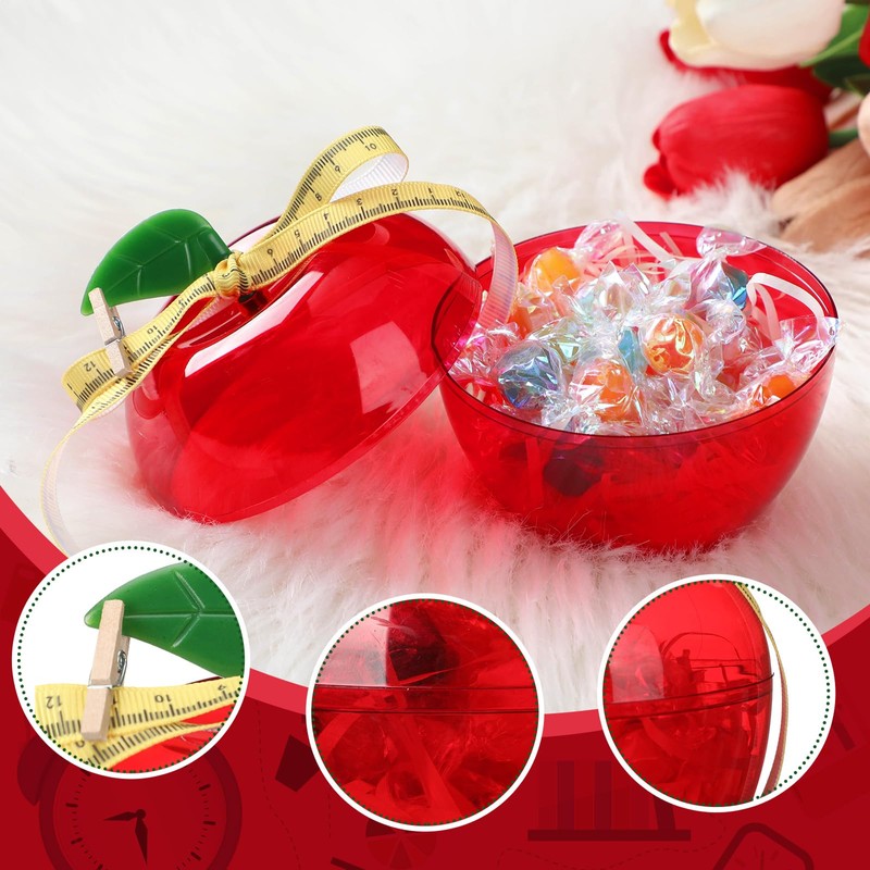 Mimorou 6 Sets Plastic Apple Containers Red Apple Shaped Candy