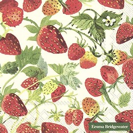 Emma Bridgewater Strawberries Cream IHR Napkins 33 cm Square 20 Pack
