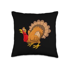 Happy Thanksgiving Funny Adult Gag Gifts Store Funny Thanksgiving Turkey Men Women Kids Throw Pillow, 16x16, Multicolor