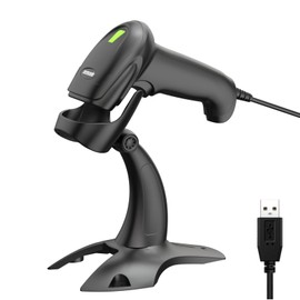 Barcode Scanner with Stand USB Wired Inventory 2D 1D QR Code Scanner with Automatic Hands-Free Scanning Barcode Reader Scanner for Computer POS MAC