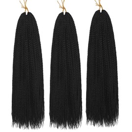 Box Braids Crochet Hair 24 Inch Prelooped Crochet Hair Extensions Hand Made 3 Packs Twist Crothet Braids Hair for Girls and Women Braiding Hair Extensions 22 Strands/Pack (24 Inch (Pack of 3), Natural Black)