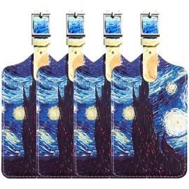 4 Pack Luggage Tag for Suitcases TSA Approved, Leather Suitcase Tags Identifiers, Cute Bag Name Travel Tags ID Labels for Women Men Cruise Airport Luggage Travel Essentials by Sodsay