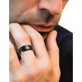 MomentWish Tungsten Ring for Men, Anniversary Day Gift for Him, Moissanite Wedding Band for Men, 8MM Tungsten Band Black Promise Ring-Size13