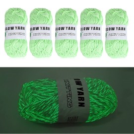5 Rolls Glow in The Dark Yarn Upgraded Knitting Glowing Crochet Yarn for Crocheting, Luminous Sewing Supplies for Knitting DIY Arts Crafts (Light Green)