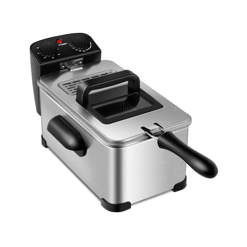 Electric Stainless Steel Deep Fryer 3.2 Quart with Timer and