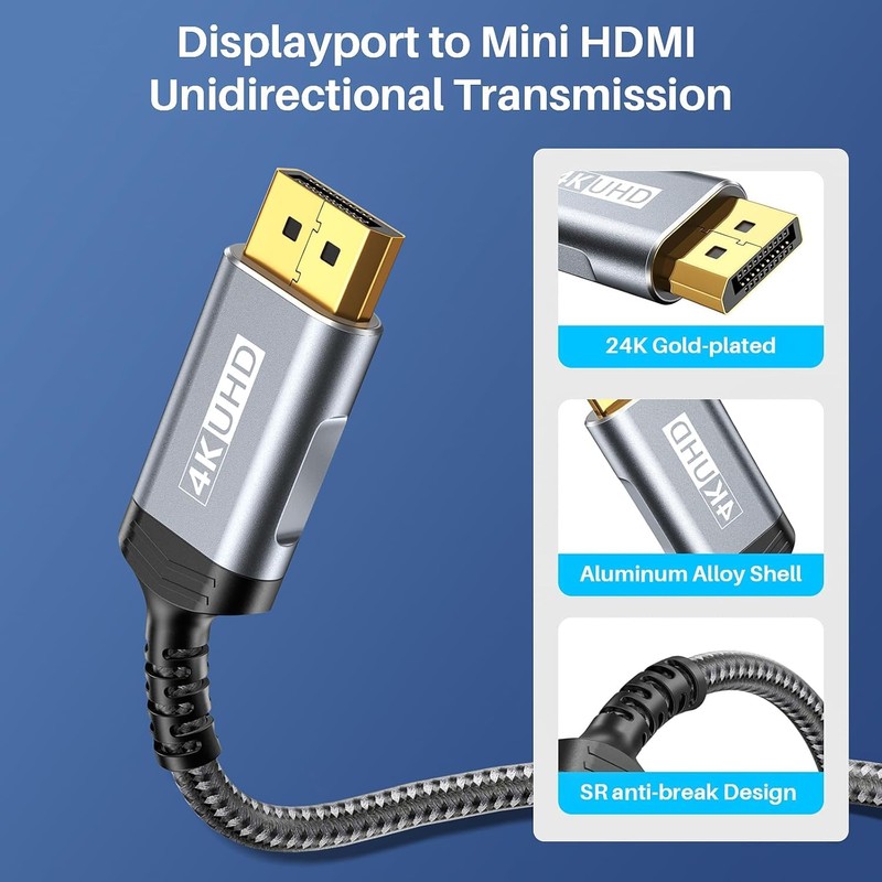 Cavo DisplayPort a Mini HDMI 4K @ 60Hz, unidirezionale DP