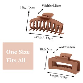 6 Pcs Hair Claw Clip for Women and Girls, 11cm(4.3Inch) Large Claw Clip, Matte Hair Clips, Hair Claw Clips for Thick Hair, Non-Slip Strong Jaw Claw Clips