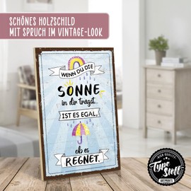 TypeStoff Wooden Sign with Saying - Sun - Vintage Look with Quote as Gift and Decoration on Joy and Hygge - HS-00946